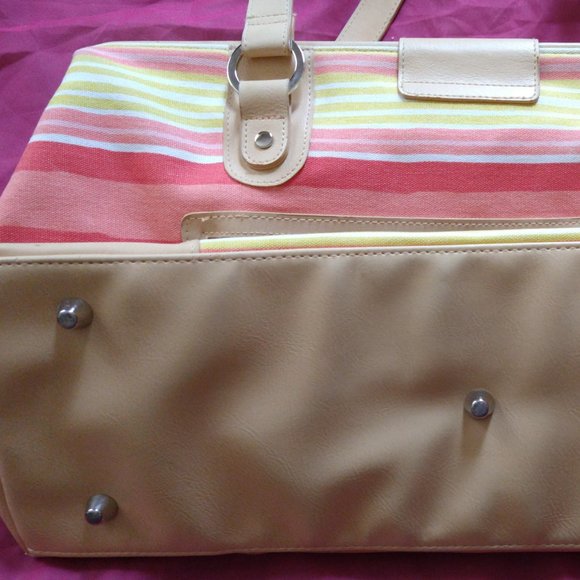 Bag Purse Bath & Body Works Travel Carry on Beach Stripes Vacation Weekend Fun - Picture 7 of 7